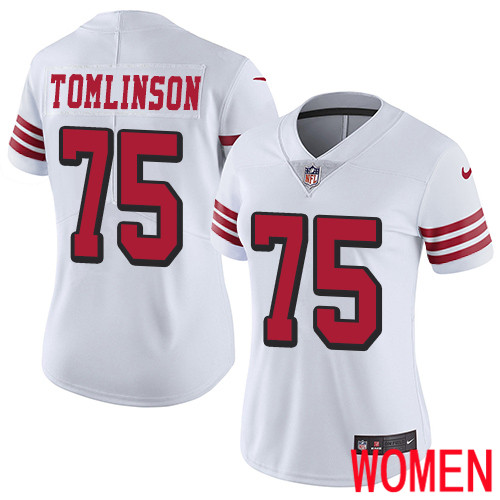 San Francisco 49ers Limited White Women Laken Tomlinson NFL Jersey #75 Rush Vapor Untouchable->women nfl jersey->Women Jersey